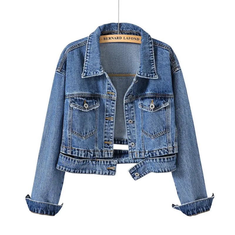 Spring Autumn Women Denim Jacket Casual Long Sleeve Coat Button Up Jackets Streetwear Outerwear Jeans Jackets Lace Jacket Ribbed Jacket Sequined Jacket