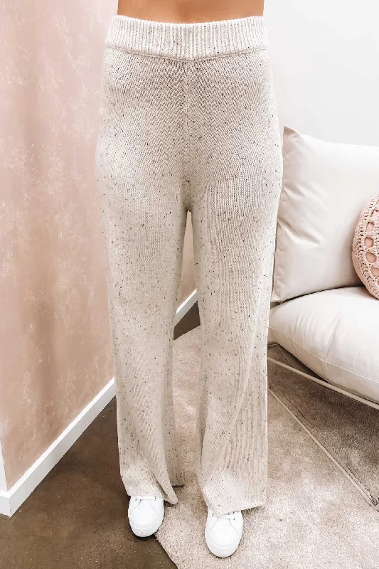 Yuri Speckle Knit Pant Milk Classic Flared Pants