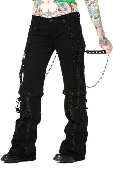 Banned Ladies Zip off Bondage Trousers/Shorts Black Chains Trousers Palazzo Wide Leg