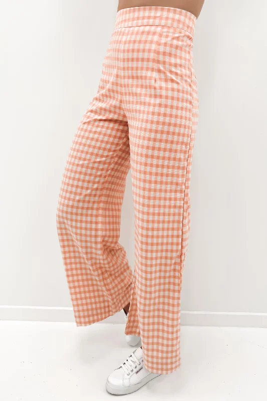 Dorothy Pant Peach Check Classic Cropped Pants