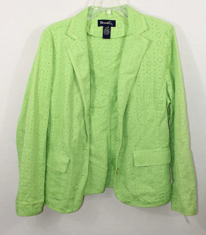 Denim & Co. Green Eyelet Jacket | M Striped Jacket Polka Dot Jacket Floral Jacket