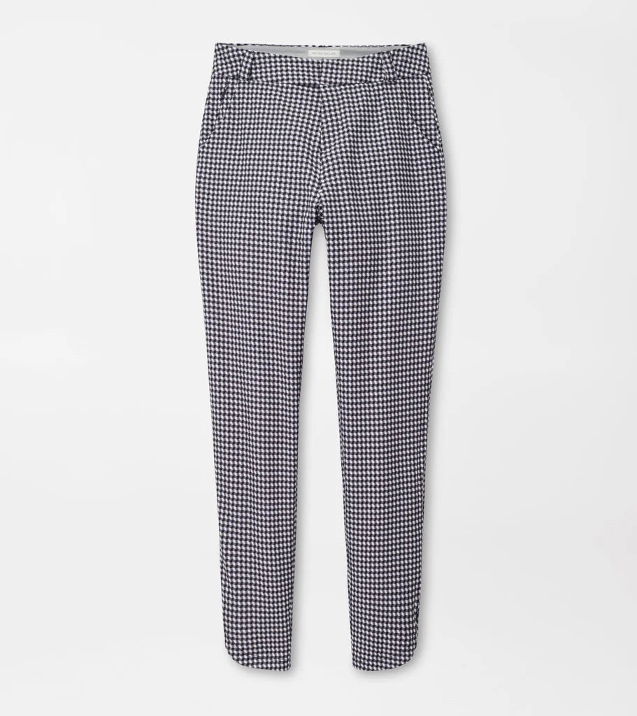 Peter Millar Surge Gingham Print Performance Ankle Trouser - Black Trousers fashionable chic