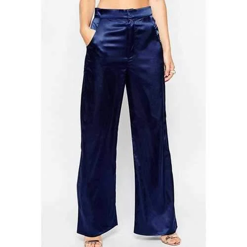 Stylish Solid Color Slimming Casual Women's Palazzo Pants - Blue S Modern Bootcut Pants