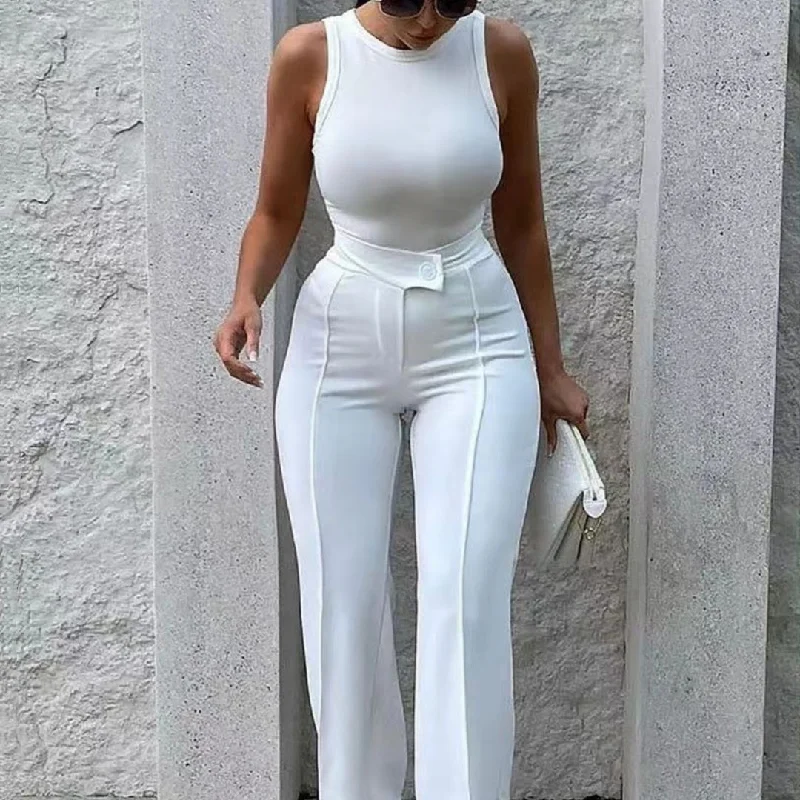 White High Waist Temperament Slimming Tapered Pants Classic Pleated Pants