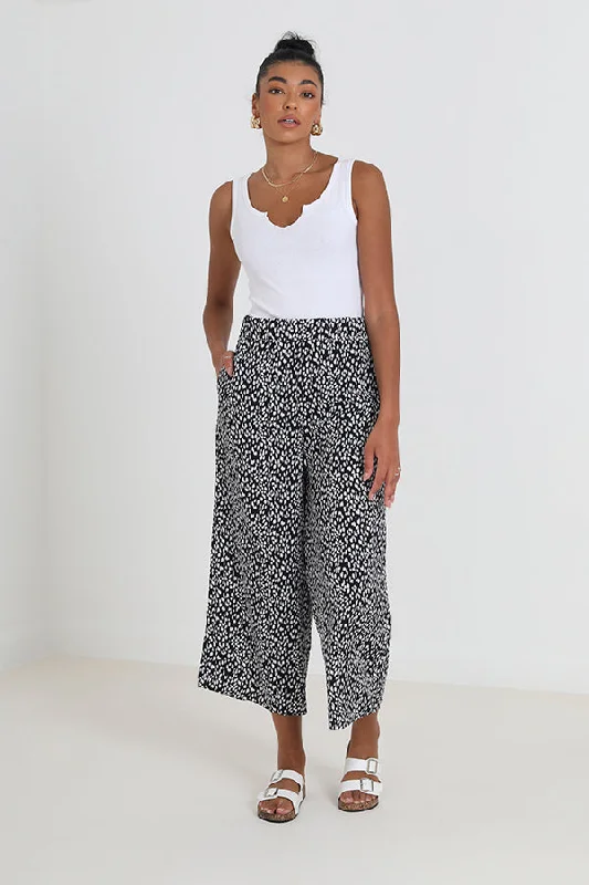 WIDE LEG ANIMAL PRINT HIGH WAISTED TROUSERS Trousers Summer Linen