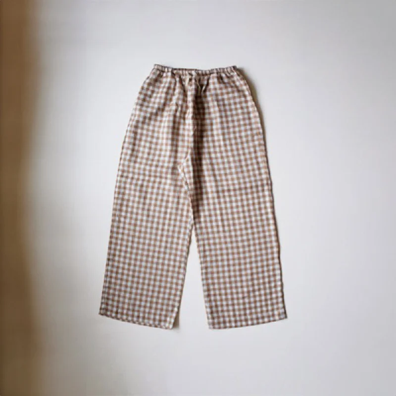 The Women's Essential Linen Trouser - Bronze Gingham Trousers cozy soft