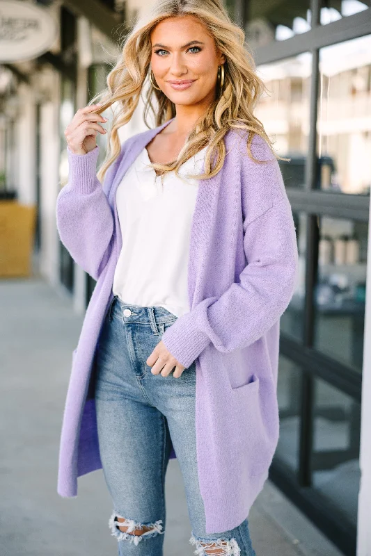 What A Dream Lavender Purple Bubble Sleeve Cardigan Elegant Classic Vintage