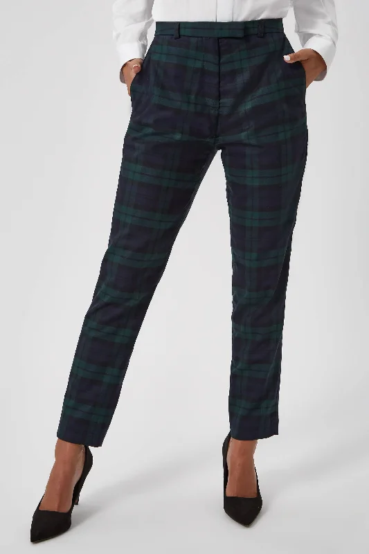 Grace Skinny Fit Green Tartan Trousers Trousers Summer Linen