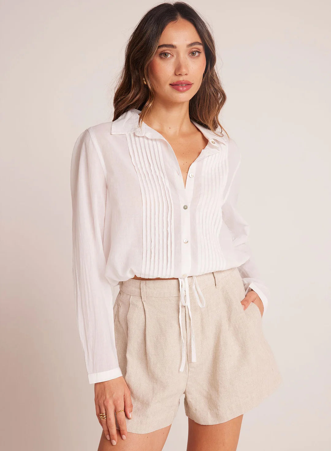 Pleat Front Trouser Short-Linen Sand Trousers Modern Contemporary