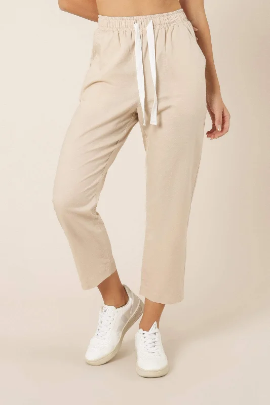 NUDE LUCY CLASSIC LINEN PANT - SAND Casual Drawstring Pants