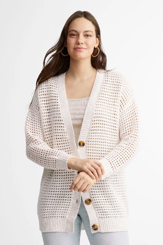 Cardigan en crochet coupe ample - Femme Mesh Blend Leather Blend Suede Blend