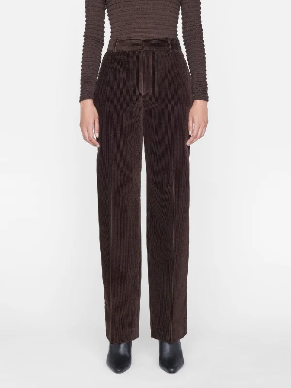 High Rise Relaxed Corduroy Trouser -- Espresso Trousers Striped Patterned