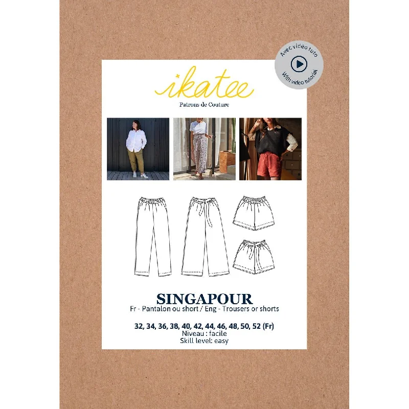 Singapour Trousers & Shorts Sewing Pattern - Ladies 32/52 - Ikatee Trousers Timeless Classic