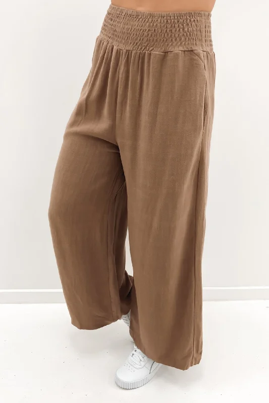 Emily Pant Brown Fashionable Button-Up Pants