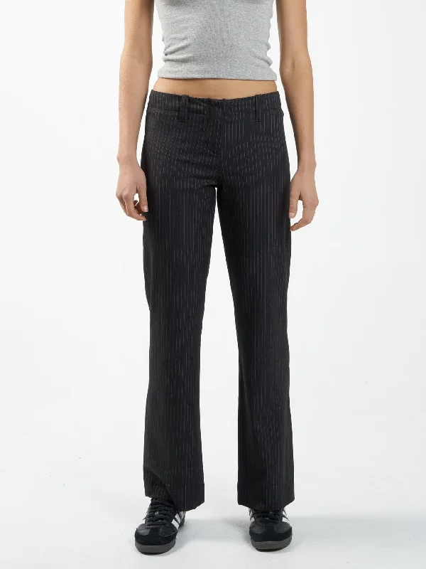 Brit Pinstripe Pant - Charcoal Fashionable Tapered Leg Pants