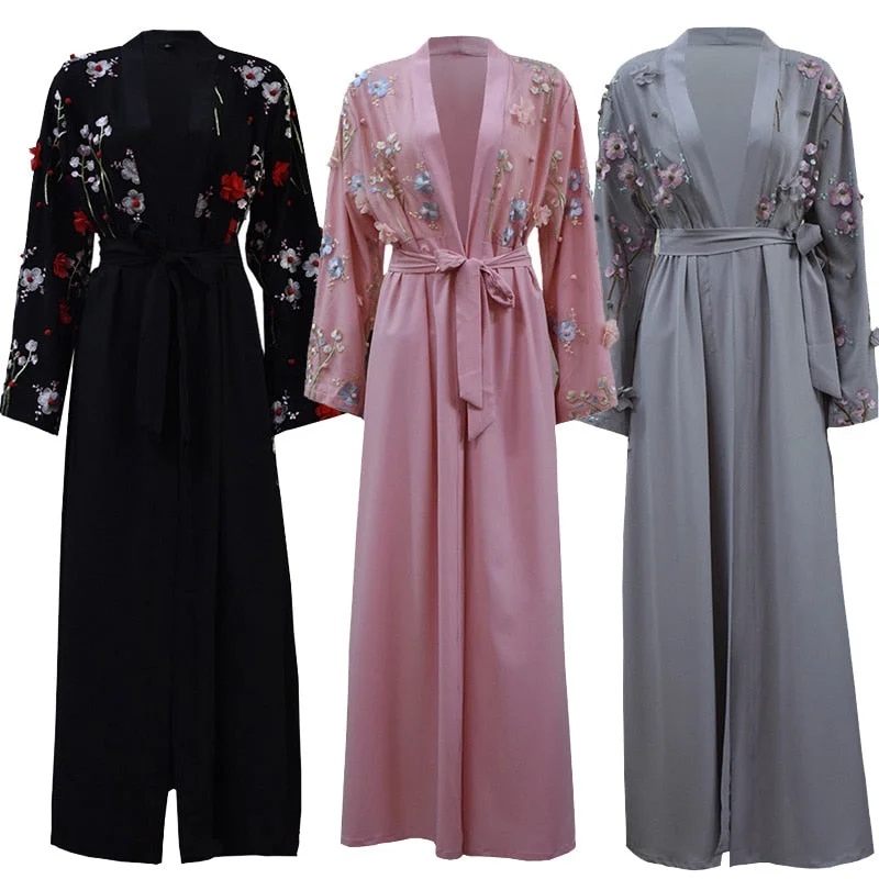 UAE Abaya Dubai Kaftan Arab Islam Women Long Floral Muslim Kimono Cardigan Long Cardigan Short Cardigan Medium Cardigan