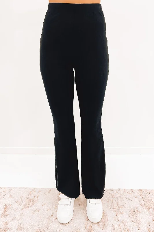 AAE Rib Flare Pant Black Elegant Dress Pants