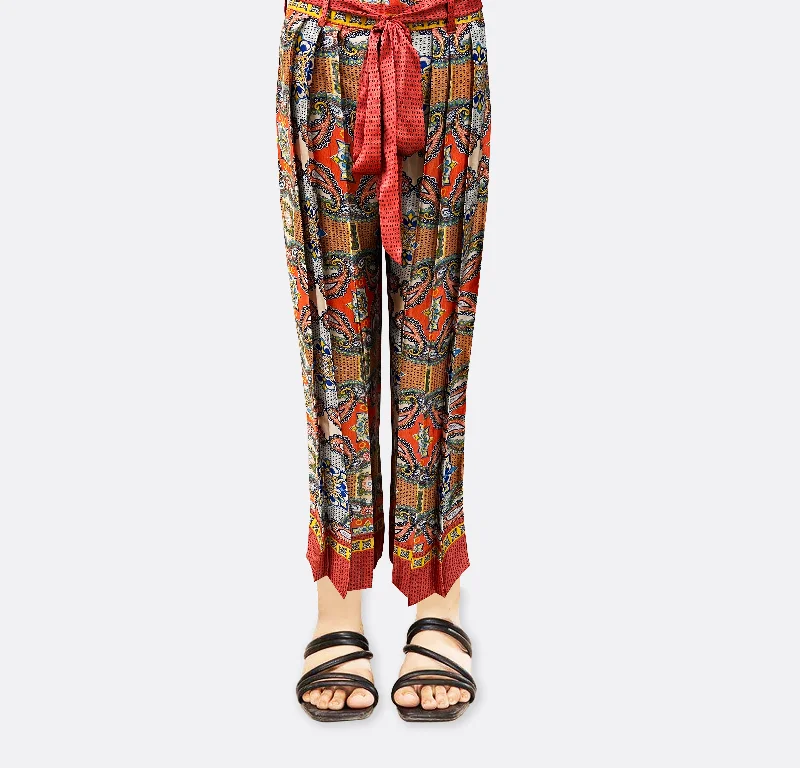 belted printed trouser Trousers Handmade Artisanal