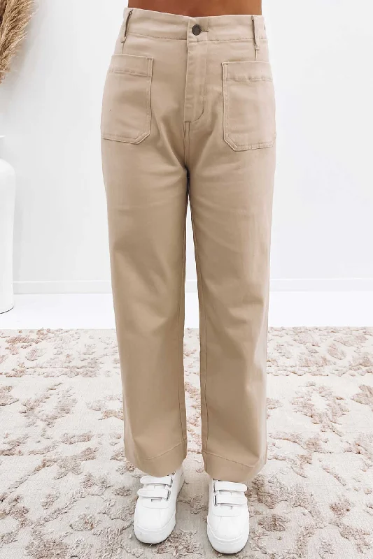 Bronte Pant Beige Formal Wide-Leg Pants