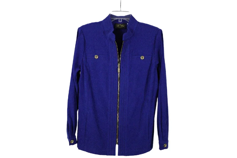 Bob Mackie Wearable Art Cobalt Blue Jacket | M Notch Collar Jacket Peter Pan Collar Jacket Cowl Neck Jacket