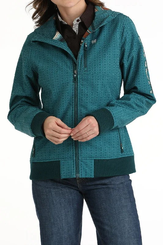 Women's Cinch Teal Bonded Hooded Jacket Striped Jacket Polka Dot Jacket Floral Jacket