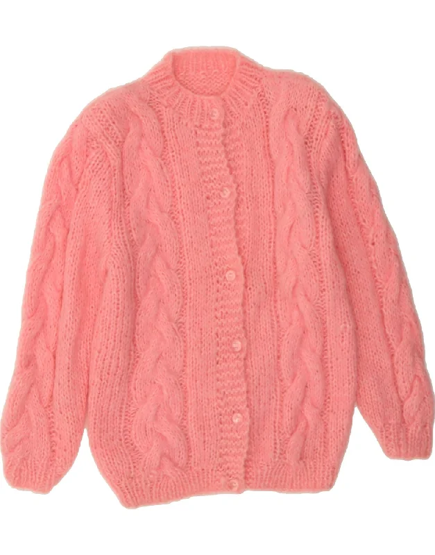 VINTAGE Womens Cardigan Sweater UK 14 Medium Pink Tailored Straight A-Line