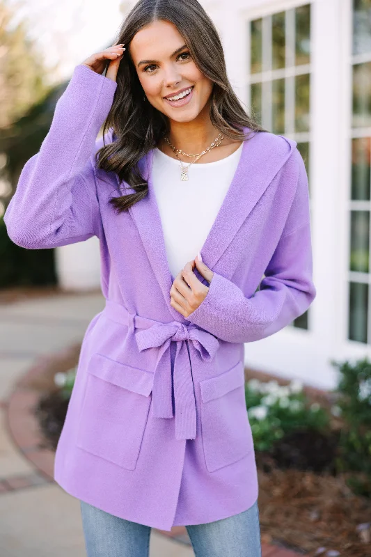 Set Out On Your Own Lavender Purple Cardigan Hooded Cardigan Collared Cardigan Shawl Collar