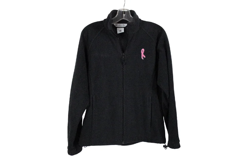 Columbia Black Fleece Pink Ribbon Breast Cancer Jacket | S Stand-Up Collar Roll-Neck Collar Turtle Neck