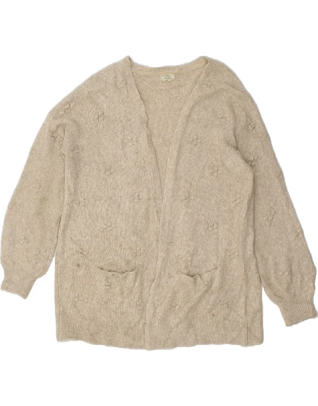 FAT FACE Womens Oversized Open Cardigan Sweater UK 16 Large  Beige Nylon Fitted Slim Tailored