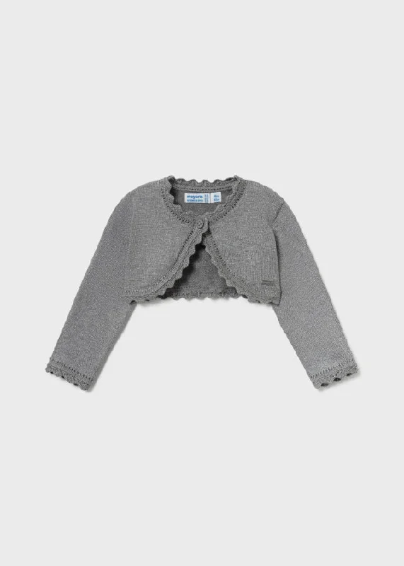 308 Mayoral Girls Basic Knit Cardigan, Grey Chenille Fabric Brocade Fabric Lace Fabric