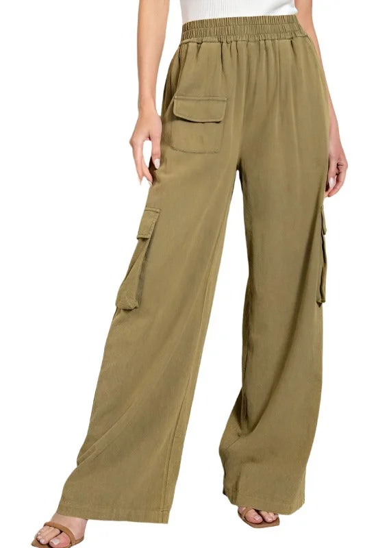 Mineral Washed Cargo Pants Elegant Trouser Pants