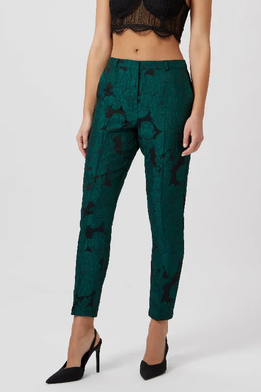 Gillian Skinny Fit Green Floral Trousers Trousers Vintage Classic