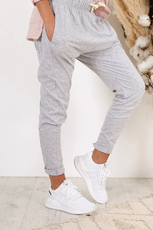 Fluid Pant Grey Marle Comfy Zip-Up Pants