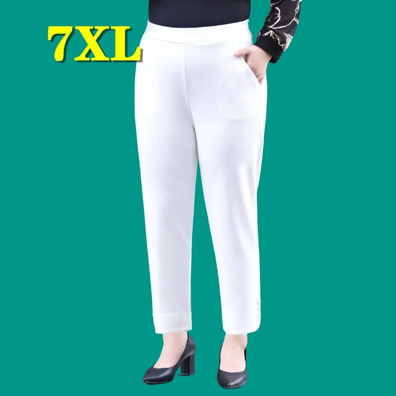 Plus Size Bottoms Women Clothing Autumn Pants Black Trousers Oversized 5XL 7XL Streetwear Pantalones New Fashion Free Shipping Trousers Custom Made