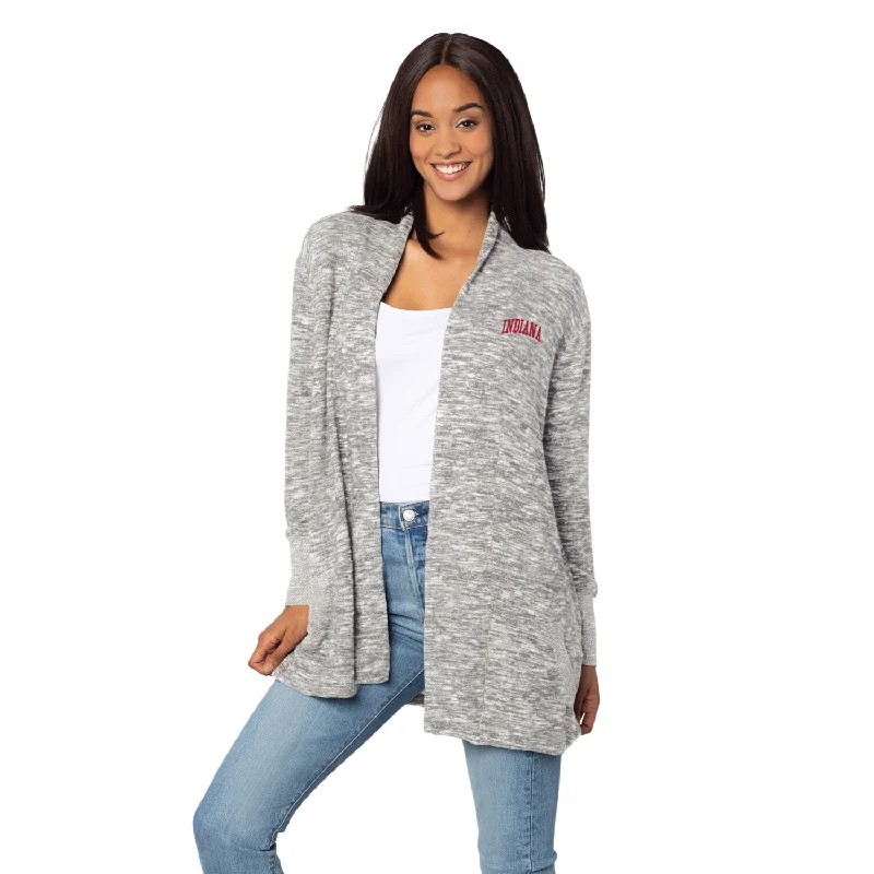 Indiana Women's Grey Chicka-D Cardigan Iron Safe Non-Iron Wrinkle Free