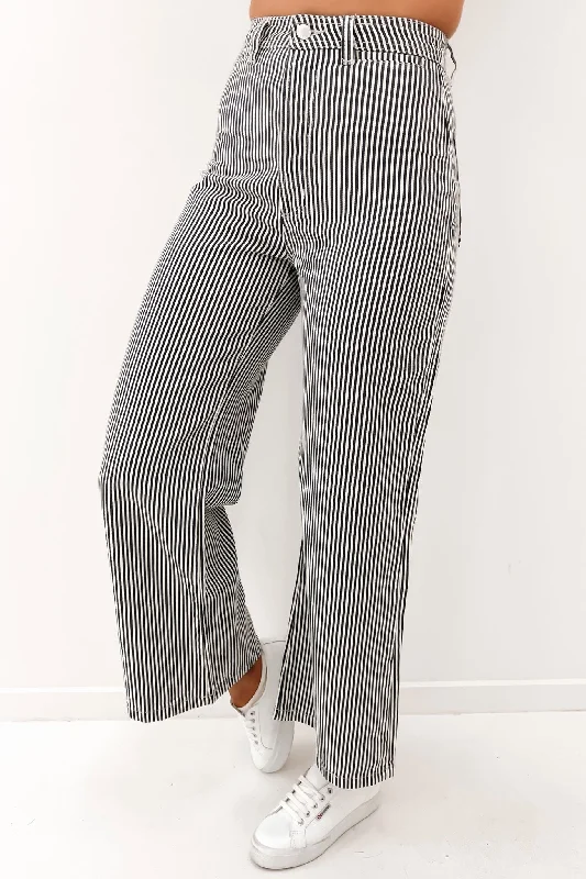 Sailor Pant Lyocell Capri Stripe Comfortable Denim Pants