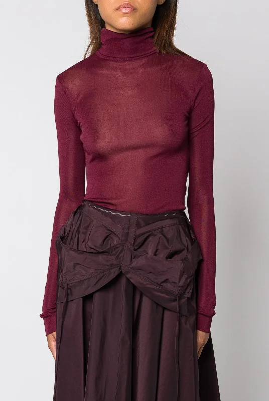 Maison Margiela Bodysuit in Burgundy Stylish Bodysuit with Lace Detail