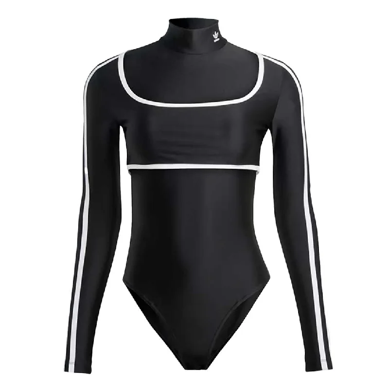 adidas - Women's Long Sleeve Bodysuit (IC5577) Elegant Bodysuit with Pleated Detail