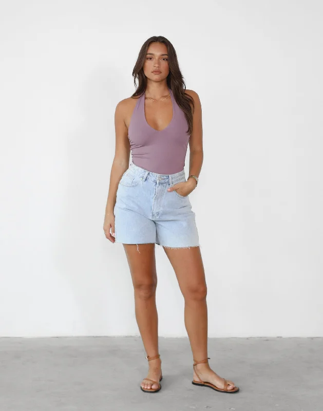 Amira Bodysuit (Dark Mauve) Trendy Sleeveless Bodysuit