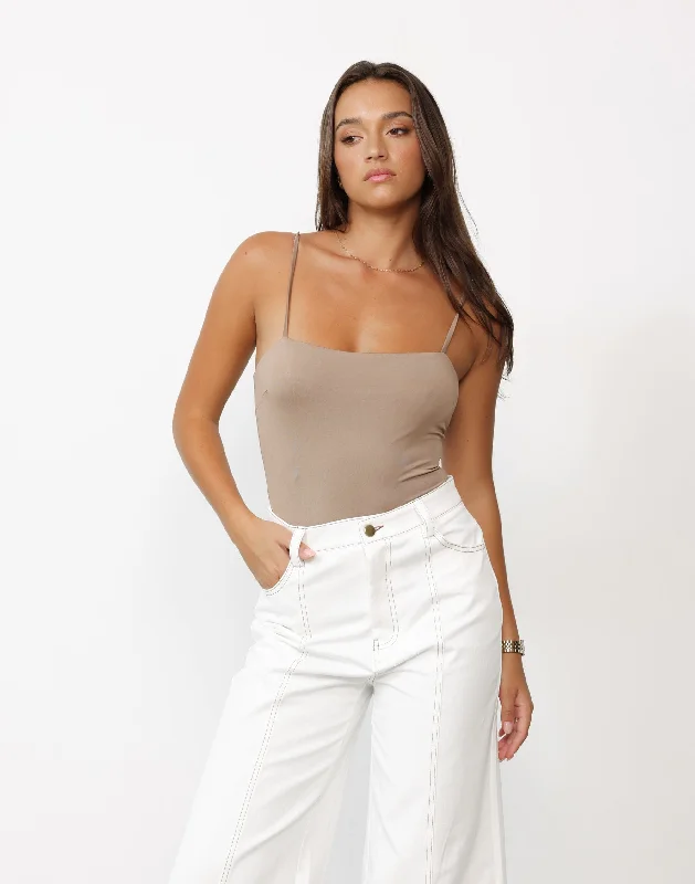 Lalaine Bodysuit (Latte) Fashionable Cropped Bodysuit