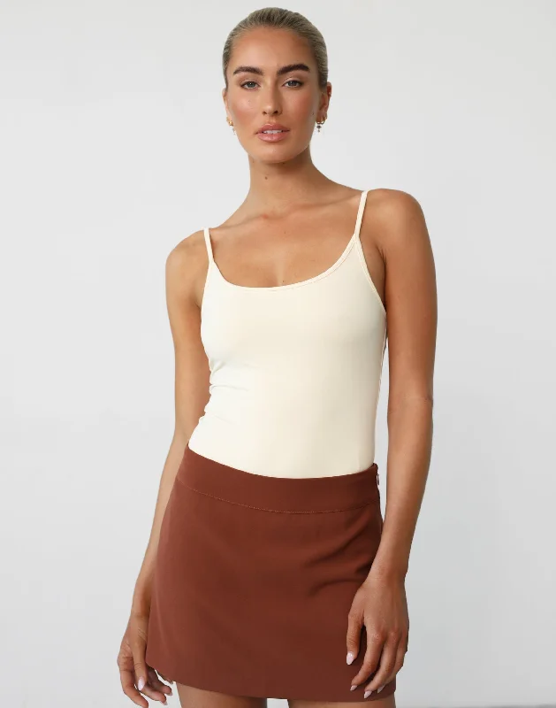 Leia Bodysuit (Cream) Elegant Long Sleeve Bodysuit