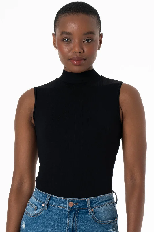 Hi-Neck Bodysuit _ 143197 _ Black Comfortable Full-Sleeve Bodysuit