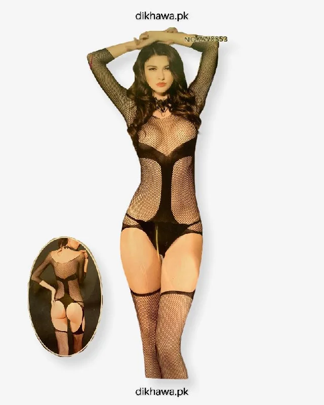 Copy of Hkmeair Khushi Print Sexy Net Bodystocking No ZW8853 Stylish High-Waisted Bodysuit