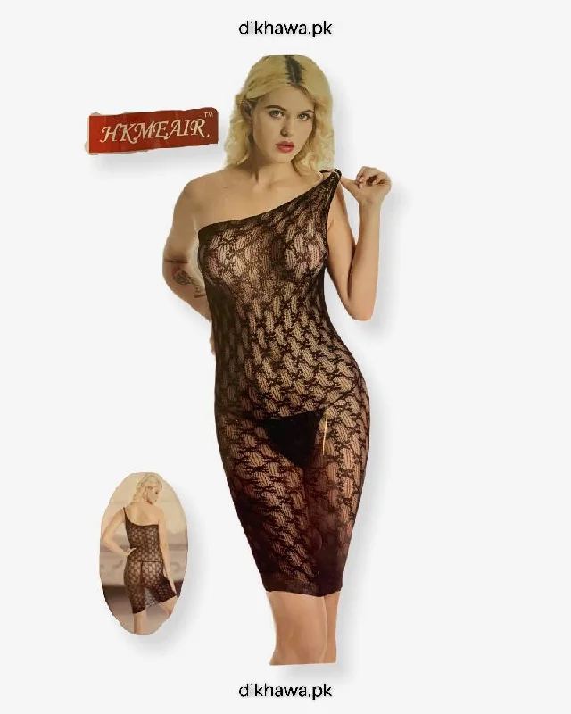 Hkmeair Khushi Print Sexy Net Bodystocking No 8081 Comfortable Bodysuit with Long Sleeves