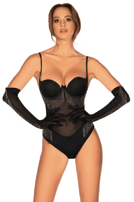 Milladis Bodysuit, Size XS-S (UK 6-8) Elegant Sheer Bodysuit