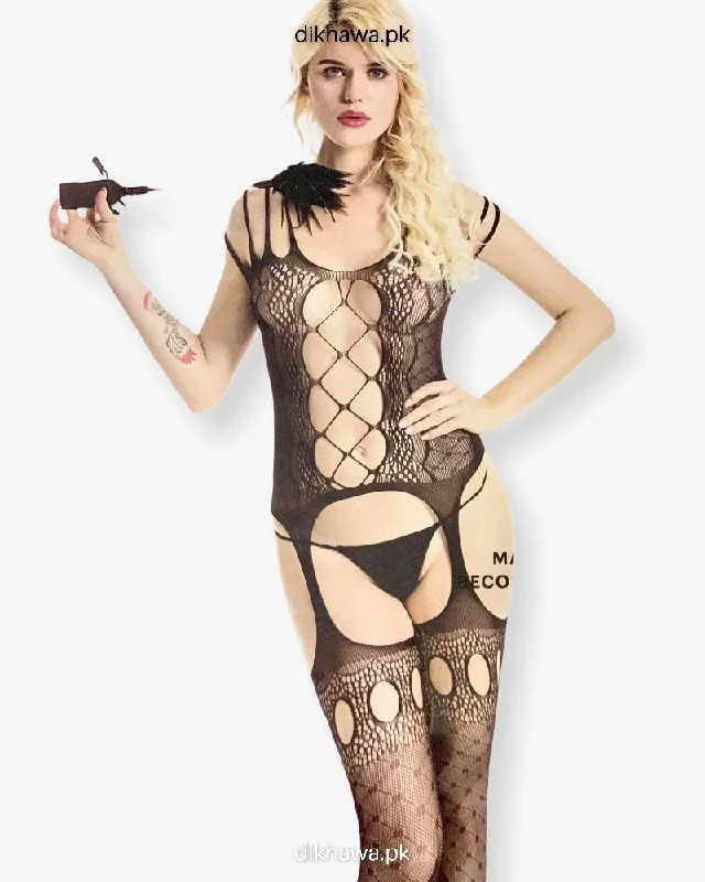 Hkmeair Be You Sexy Net Bodystocking No 8035 Trendy Floral Print Bodysuit