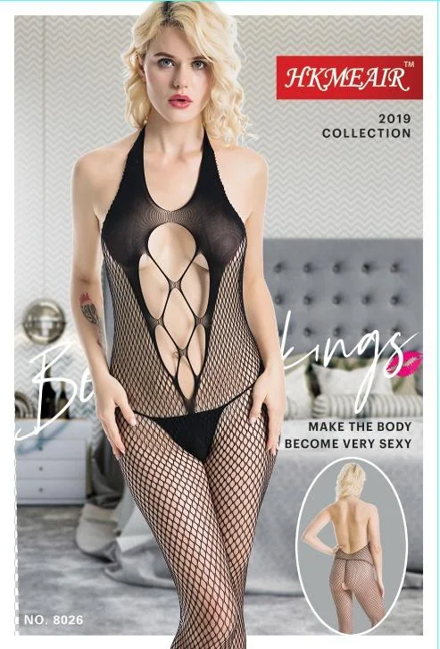 Hkmeair Sexy Net Bodystocking No 8026 Elegant Bodysuit with Bow Detail