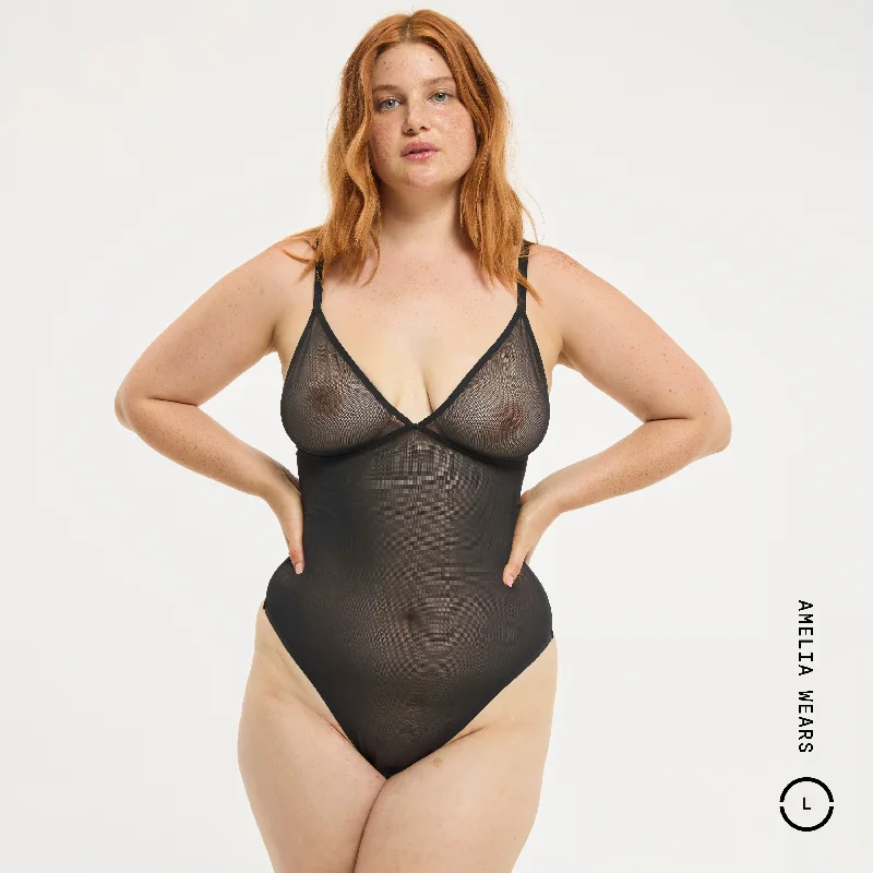 Mesh Tri Bodysuit Stylish Mesh Bodysuit with Straps