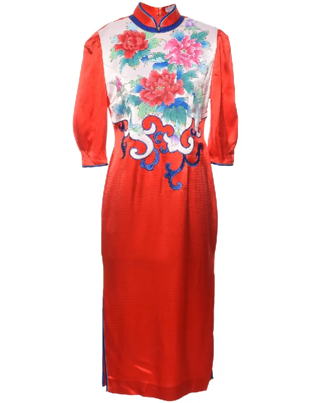 Floral Print Evening Dress - M Tunics Velvet soft