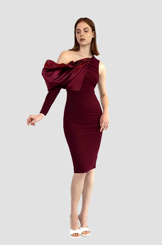 MEGAN MIDI BURGUNDY EVENING DRESS Tunics Canvas sturdy